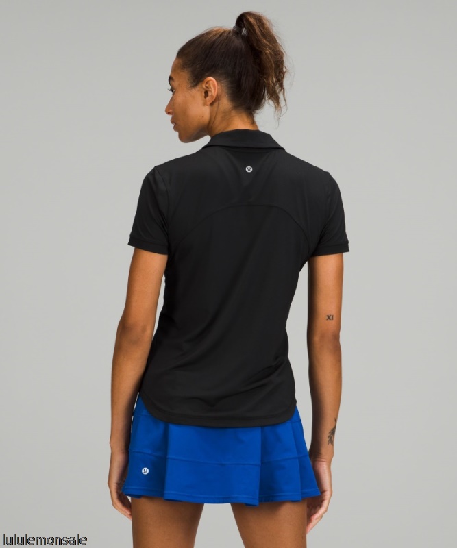 Lululemon Damen DELULU286 | Lululemon Deutschland Schwarzes Schnell Trocknendes Kurzarm-Poloshirt